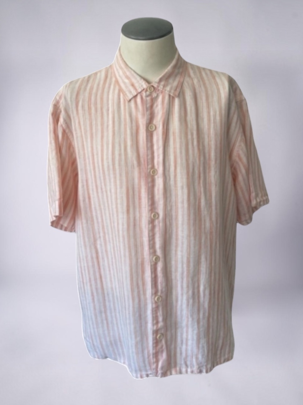 TOMMY BAHAMA LINEN SHORT SLEEVE SUMMER STRIPED SHIRT SIZE LARGE